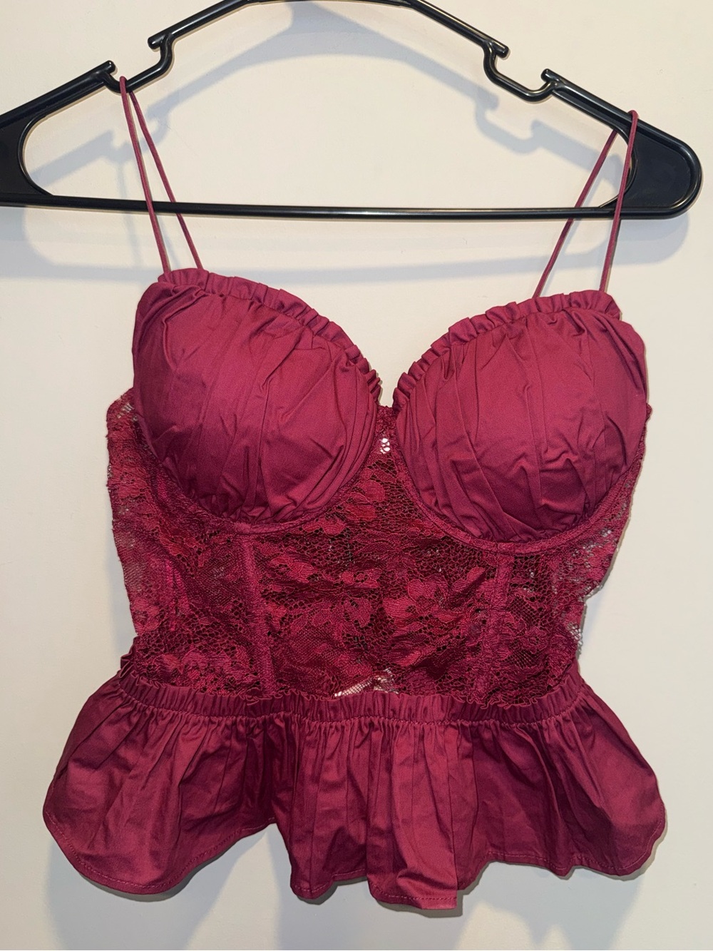 MABLE Burgundy Lace Corset Top